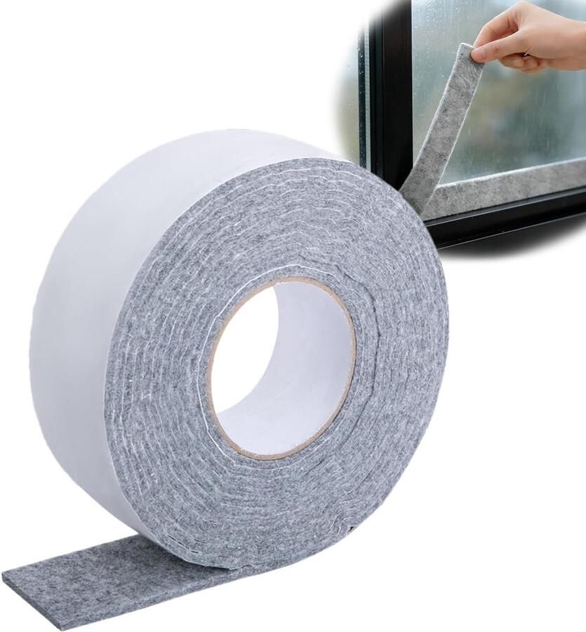 Zelfklevend 5 m x zelfklevende viltdoppen voor het absorberen van condenswater van ramen glazen ramen stoelen en meubels (grijs)