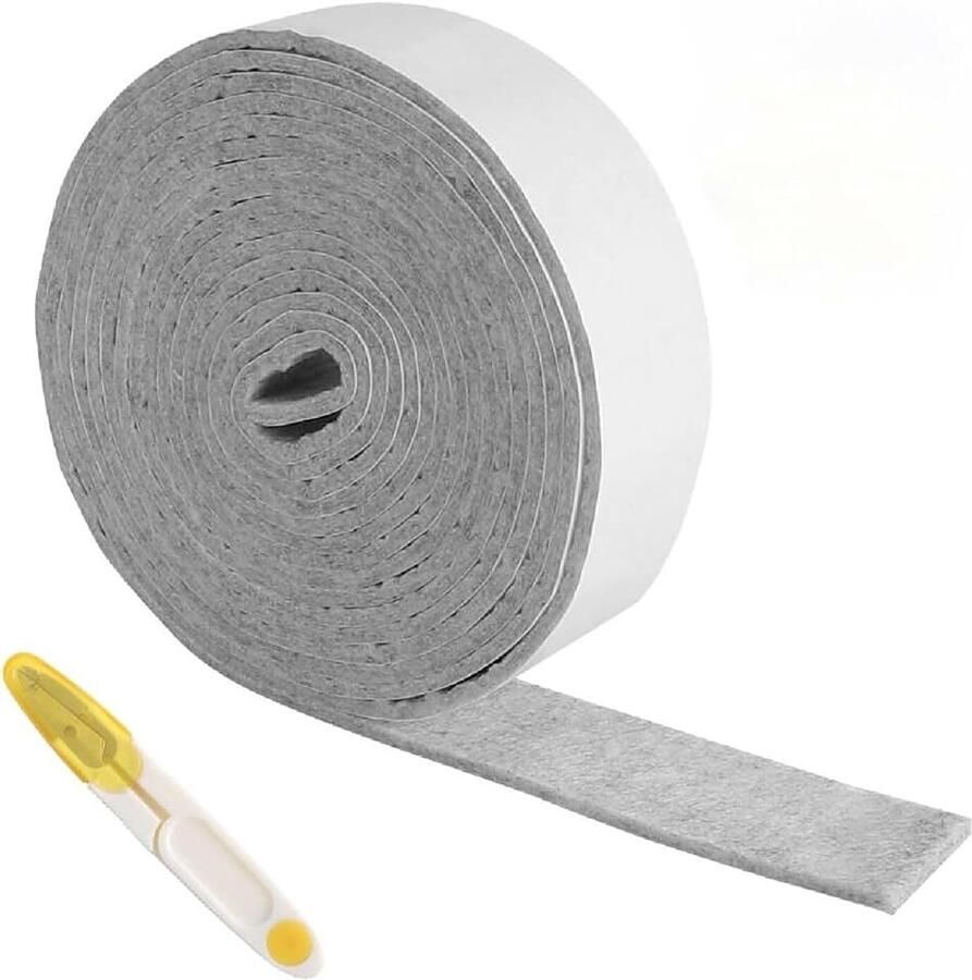 Zelfklevend 6 m x grijs viltstrips zelfklevend met schaar viltplakband als condensatieabsorber en vochtabsorberend rol viltglijders voor stoelen ramen en meubels