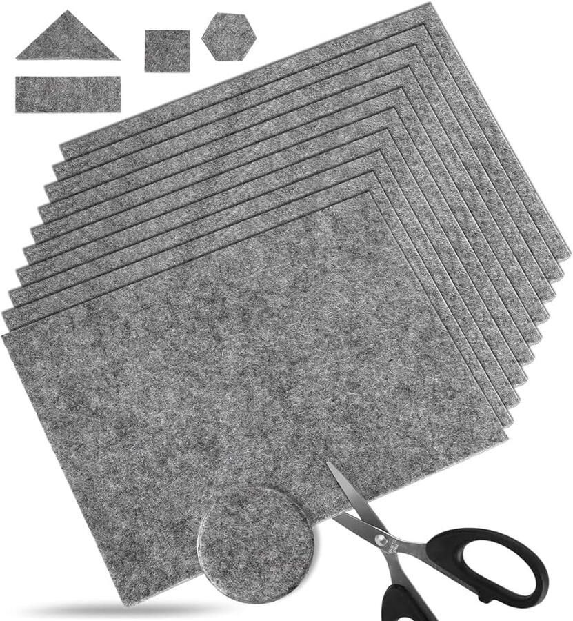 Zelfklevend grijs 10 stuks 16 x 5 mm dik op maat te snijden viltpads met hoge dichtheid voor meubels stoelen parket laminaat krasbescherming geluidsdemping
