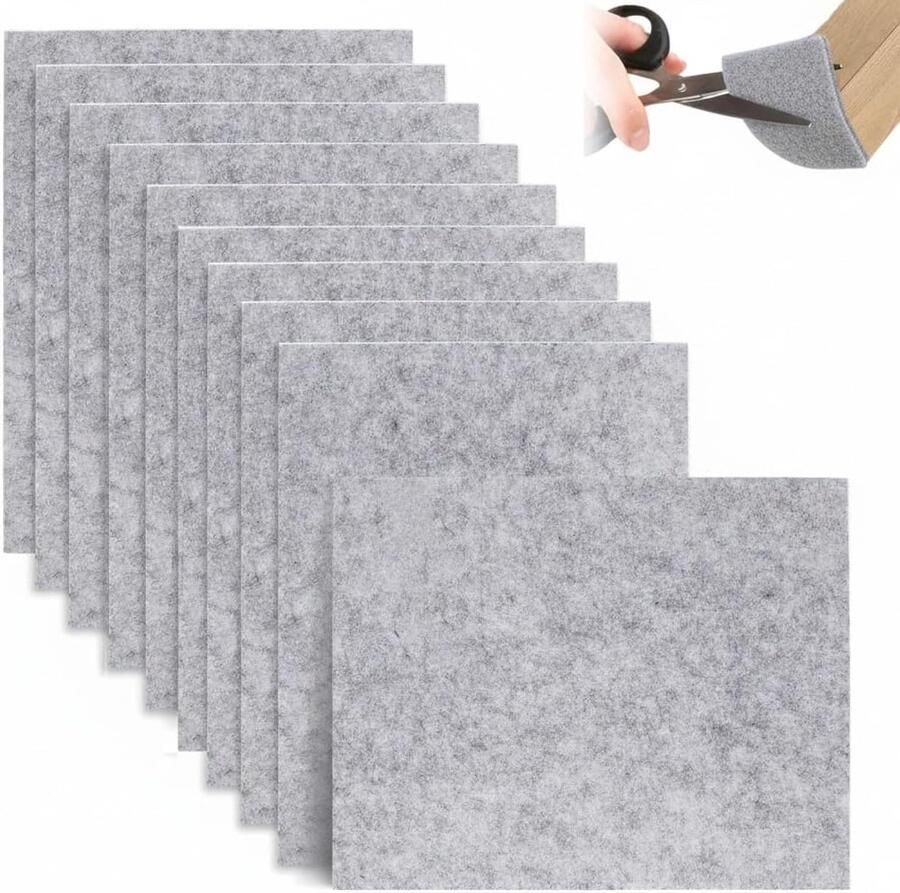 Zelfklevend om op maat te snijden 8 stuks viltmat 20 x 4 mm dik meubelvloerbeschermers van naaldvilt voor stoelen en meubels grijs