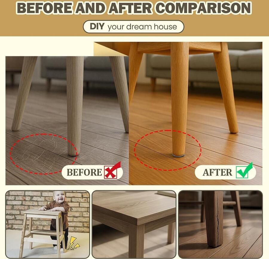 Zelfklevend rood viltglijders voor stoelen 40 x 3 mm dik antislip stoelglijders vilt voor meubels bank box liner cup mat doe-het-zelf
