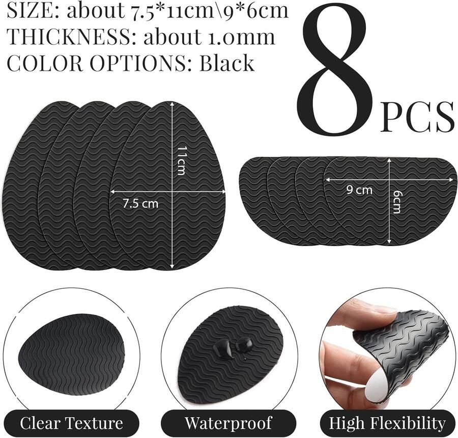 Zelfklevende Antislip Zoolpads Bescherming voor Hakken en Ballerina's Geluidsreducerende Zoolstickers voor Optimale Grip en Comfort (4.3 * 3 in 3.5 * 2.3 in)