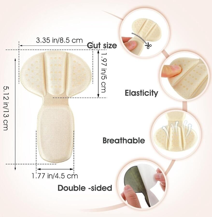 Zelfklevende Heel Pads van Mesh Stof 4 Stuks Herbruikbare Hielbeschermers voor Blaren Ideaal voor Oversized Schoenen en Laarzen