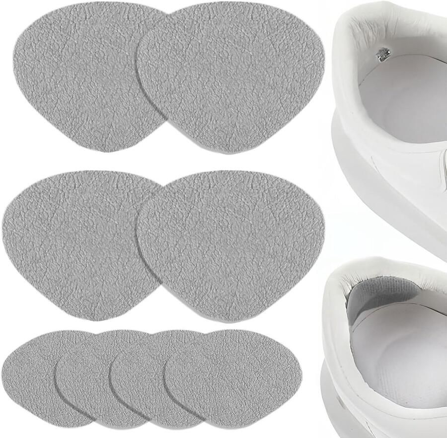 Zelfklevende hielreparatiepleisters Schoenpatch voor sneakers leren schoenen en hoge hakken groot en klein grijs 4 paar