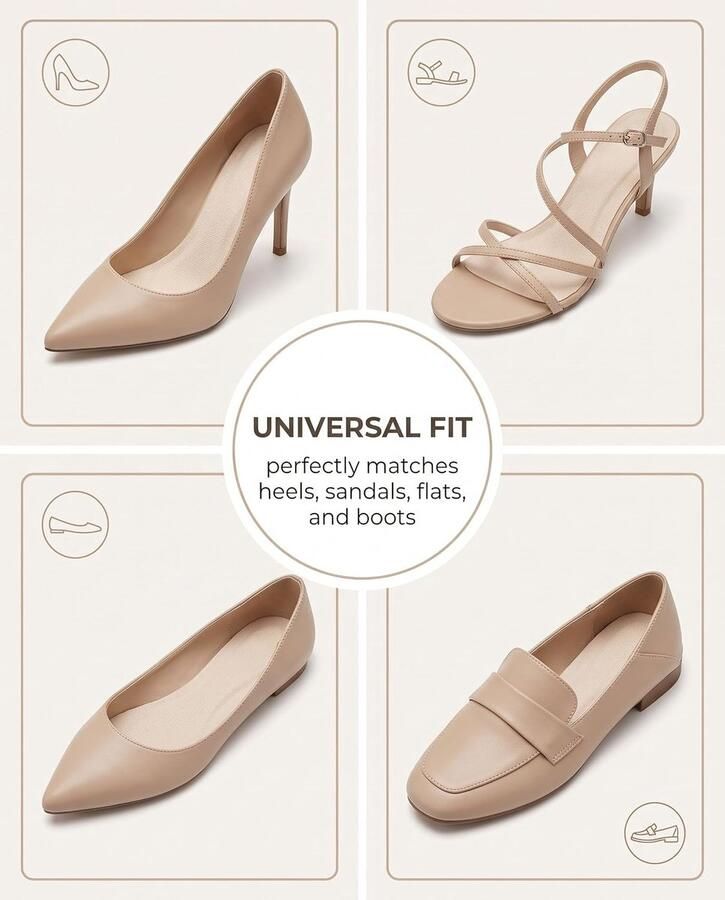 Zelfklevende uitglijdende inbouwzolen Damen voor hoge hakken en sandalen Beige 2 paar Gr.39-40 Zachte ademhalende ShopVlot