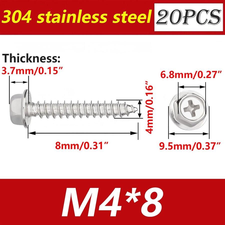 Zelftappende schroeven met flens M4x8mm