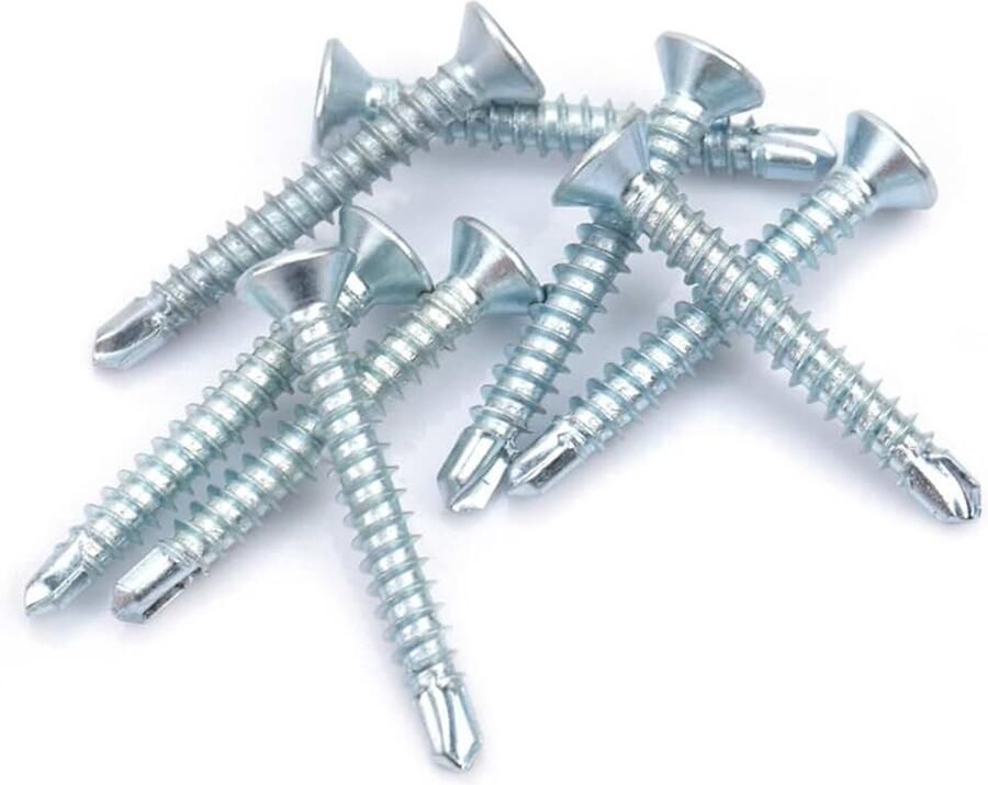 Zelftappende schroeven metaal 40 mm zelftappende schroef I 50 stuks M4.2 platte kop zelftappende schroeven JDe Vie boorstaart spanmateriaal (M4 2 x 50 (50 stuks))