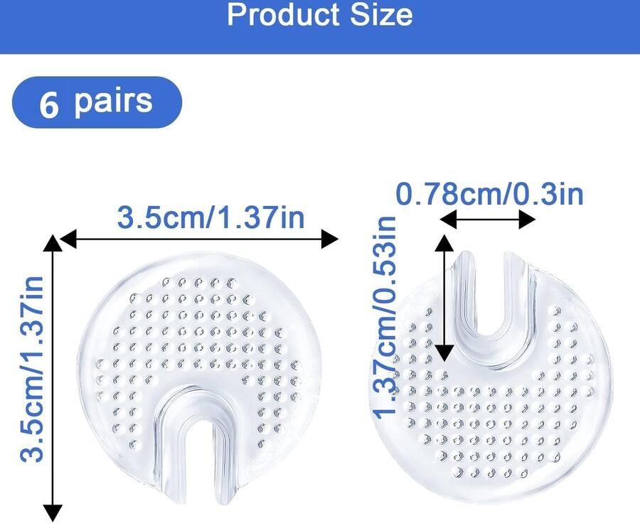 Zes Paar Zelfklevende Siliconen Teentussentjes voor Flip Flops Comfortabele Kussens tegen Pijn en Blaren Anti-Slip en Transparant voor en