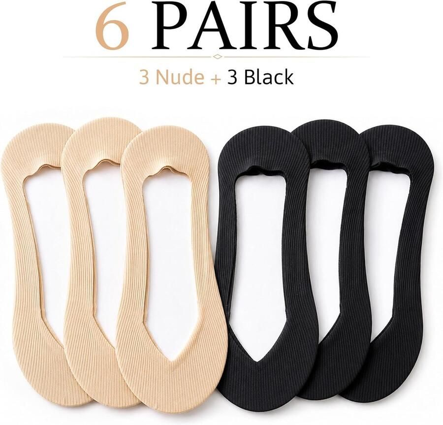 Zichtbare en Ademend Onzichtbare Sokken voor Dames 6 Paar Antislip Silicone Perfect voor Sneakers en Ballerina's
