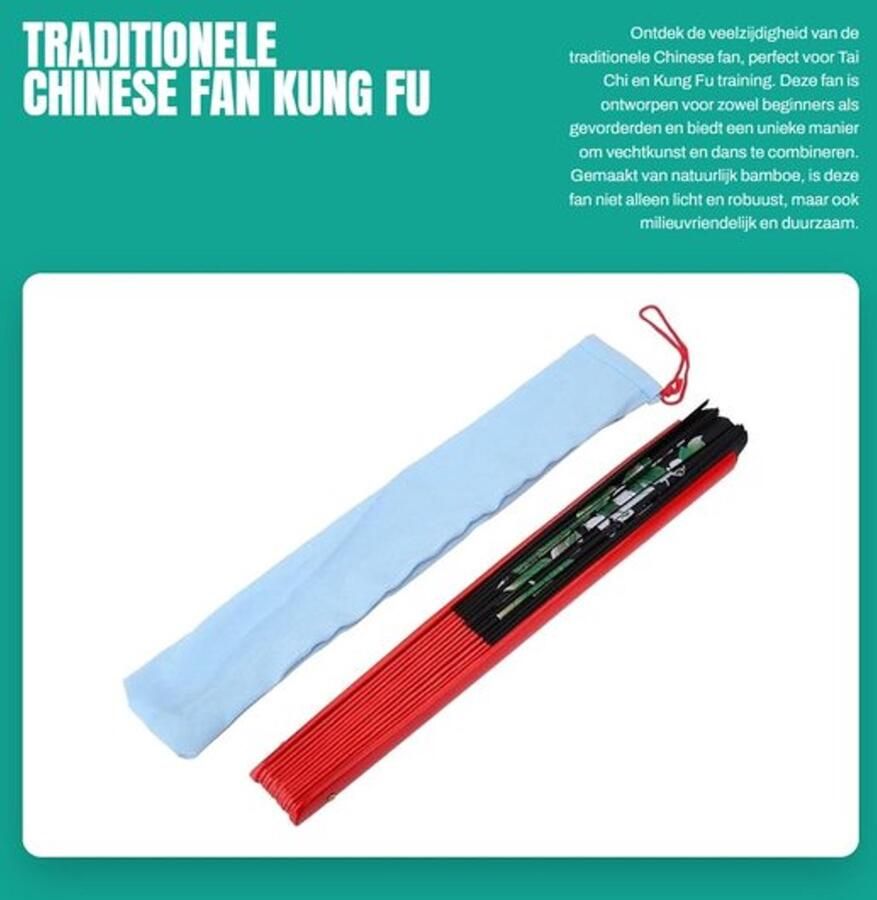 Zijdewaaier Bamboe Traditionele Chinese Fan Tai Chi Training Dans Wushu Duurzaam en Lichtgewicht Martial Arts Fan