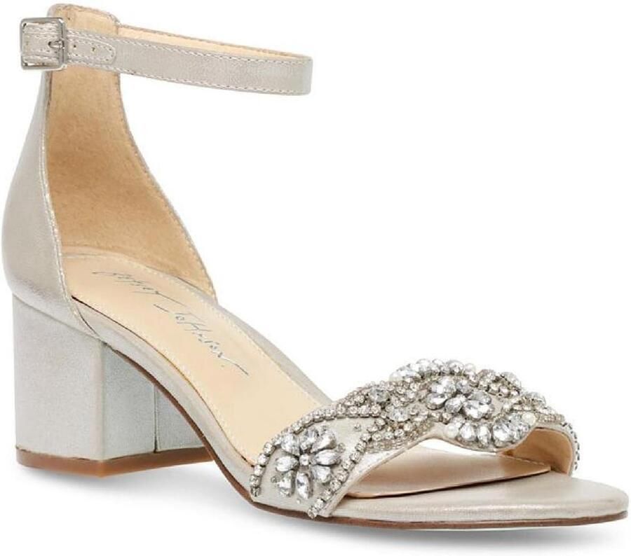 Zilveren Bruiloft Sandalen met Blokhak en Strass