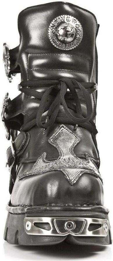 Zilveren Cross Laarzen voor Dames Gothic Punk Biker Enkellaarzen van Leer