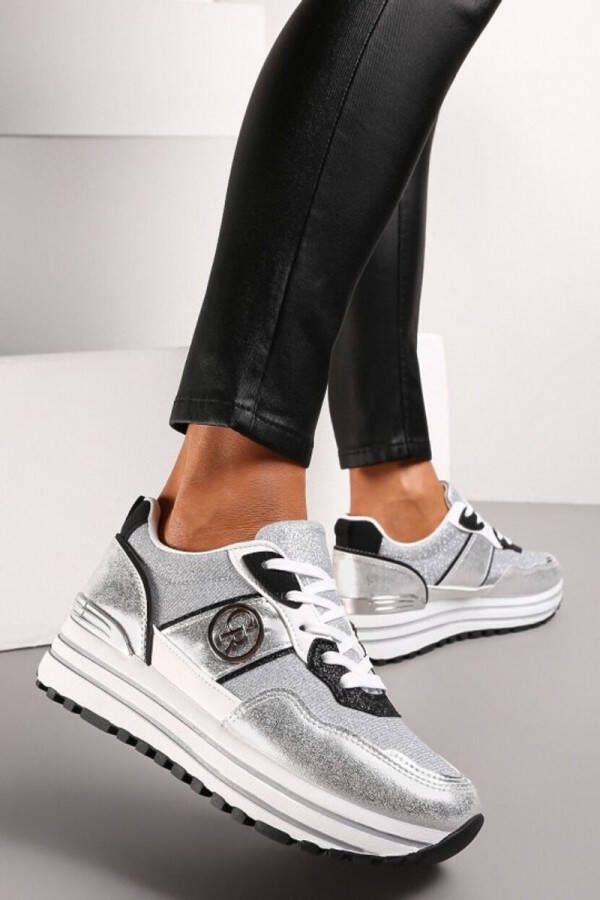 Zilveren blingbling sneaker voor dames