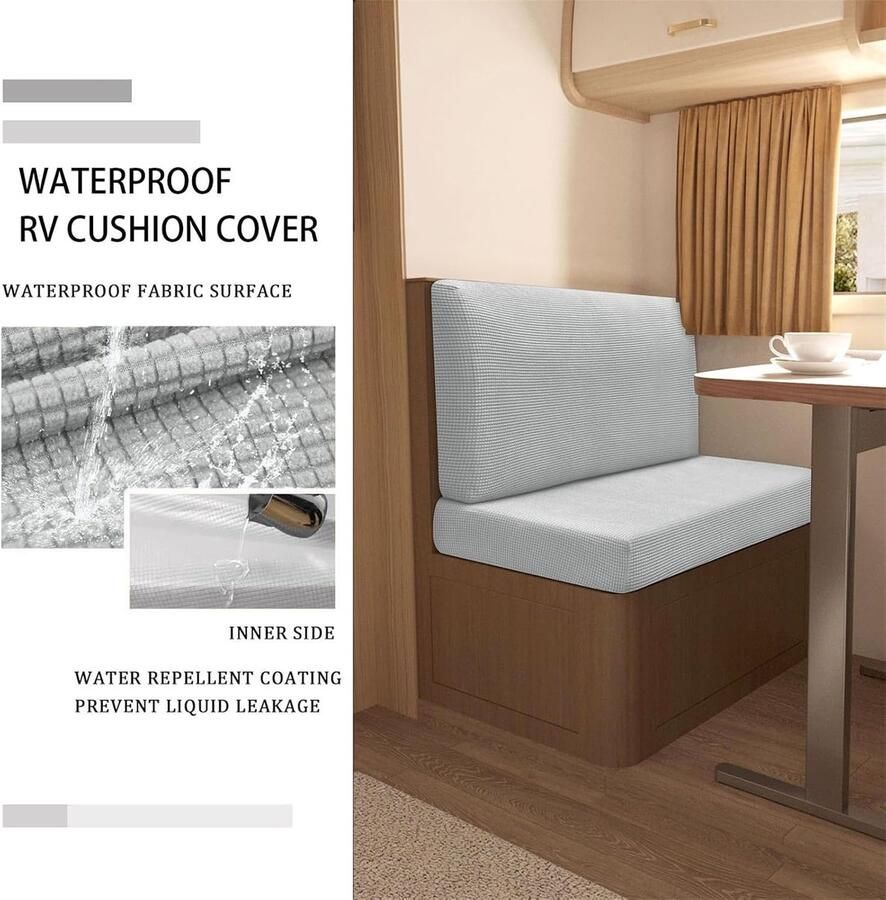 Zitkussenhoes Stretch Jacquard Huisdiervriendelijk Spatwaterdicht RV Dinette Kussenhoezen Bankkussenhoezen voor Camper Sofa Bank (grijs1 B 45- D 45