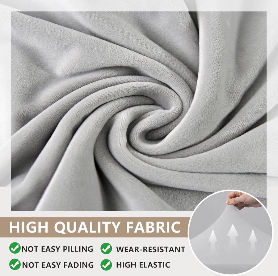 Zitplaatshoes Stretch Fluweel Antislip RV Eethoek Kussenhoezen Fluwelen Sofa Kussenhoezen voor Bank Kampeerbank Met Elastische en Vastzetbanden (Lichtgrijs B65- D65