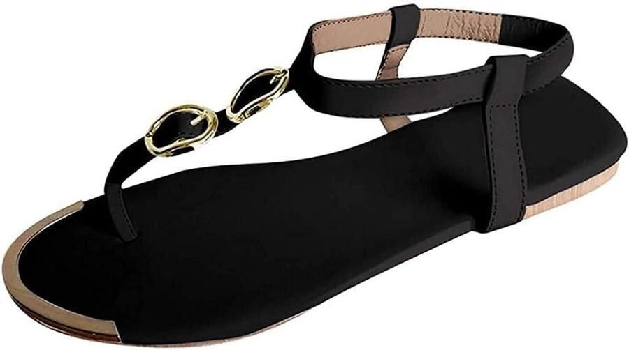 Zomer Sandalen voor Dames Casual Gladiator Sandalen met T Strap Romeinse Stijl Boho Strand Sandalen Trendy Plat Sandalen