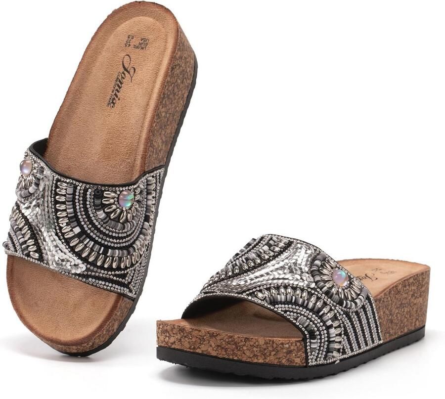 Zomer Sleehak Sandalen voor Dames met Bergkristallen Comfortabele en Elegante Slippers voor Zwembad Strand en Zee
