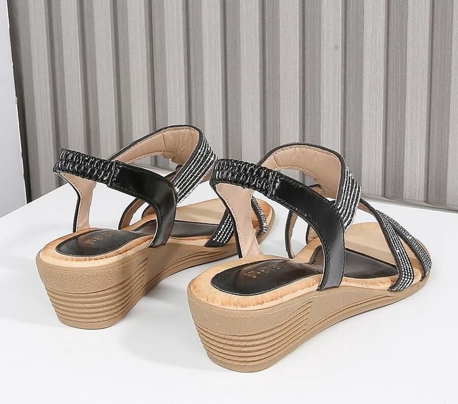 Zomer Wedge Sandalen met Strass Comfortabele Bohemian Platform Schoenen voor Buiten en Bruiloften