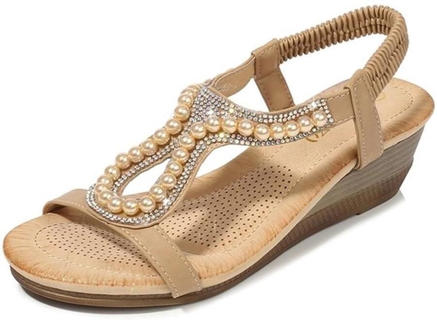 Zomersandalen Dames Comfortabel Wit Sleehak Werk en Feest Open Teen