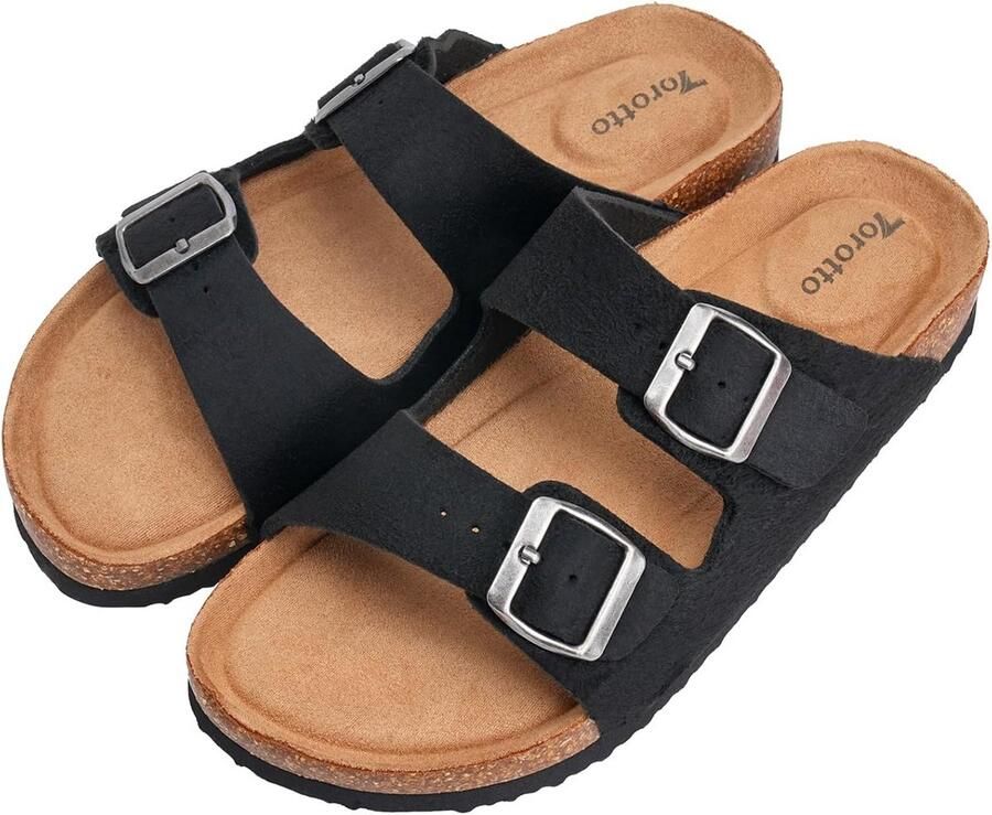 Zomersandalen voor heren met kurken binnenzool antislip EVA-zool verstelbare gesp lichte en comfortabele badslippers zwart