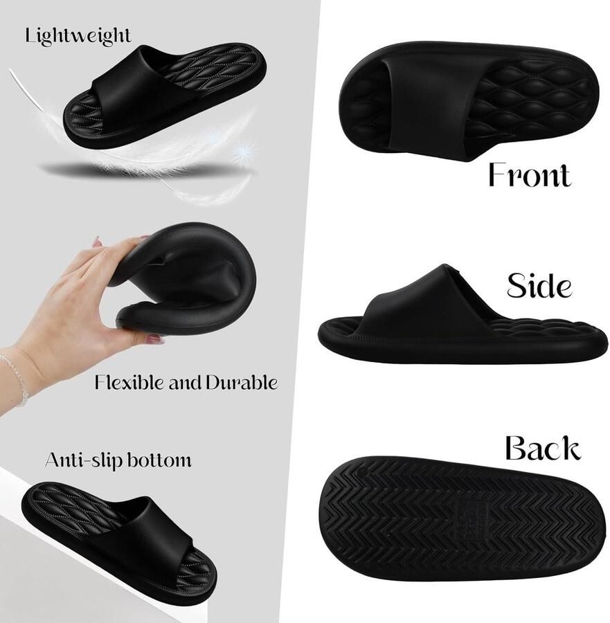 Zomerschoenen Zwart 38 39 EU Zachte Antislip Pantoffels Voor en