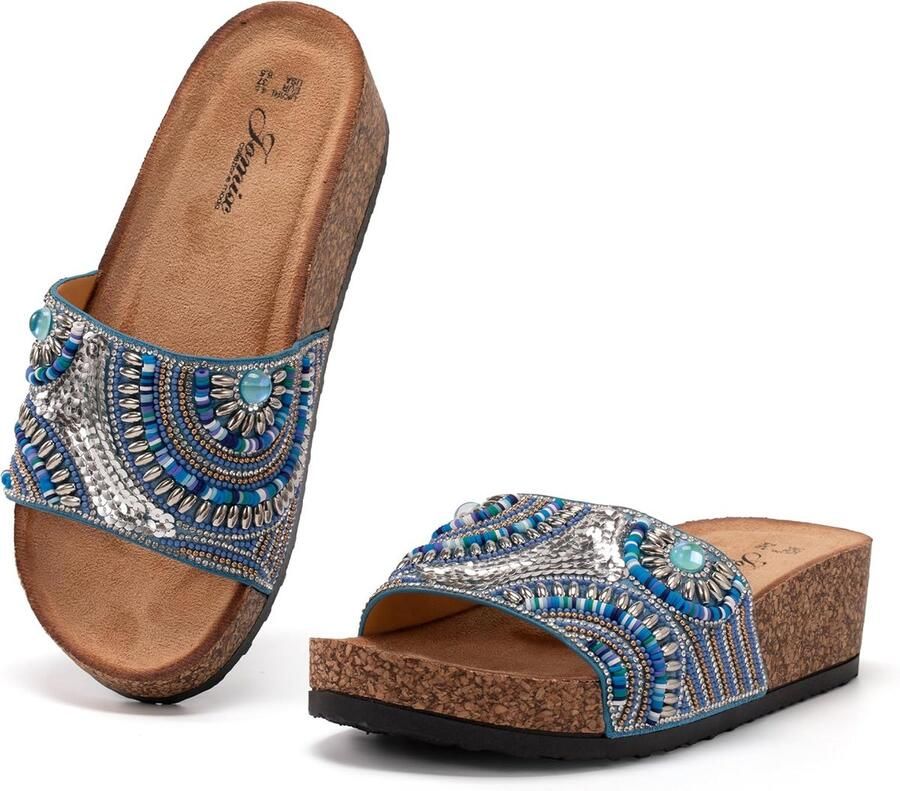 Zomerse Dames Sandalen met Strass Comfortabele Wedge Hak Slippers voor Strand en Zwembad