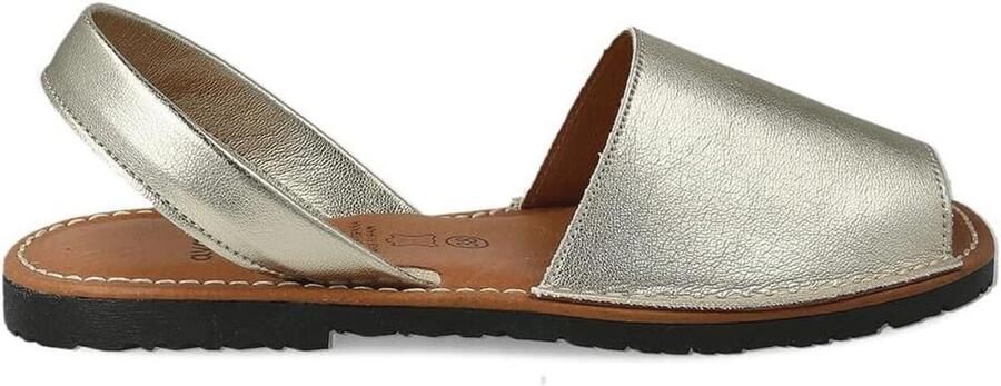 Zomerse Espadrille Sandaal voor en Bruin Wit Zwart Gevoerd Leer met Rubberen Zool