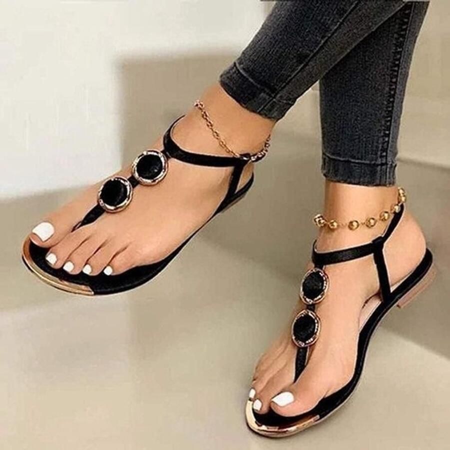 Zomerse T-Strap Sandalen voor Dames Elegante Gladiator Sandalen met Open Teen voor Casual en Boho Strandlooks