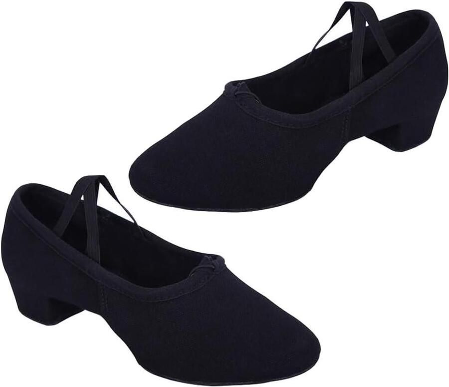 Zwarte balletschoenen voor volwassenen Comfortabele dansschoenen met leren zool Geschikt voor yoga en danslessen Meisjes dans pantoffels Tango schoenen van leer