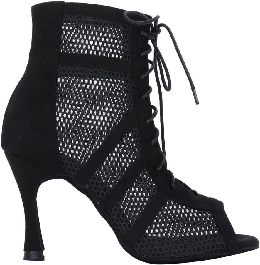 Zwarte Dames Dansschoenen met Suède Zool voor Salsa en Latin Hakken van voor Optimaal Comfort en Stabiliteit