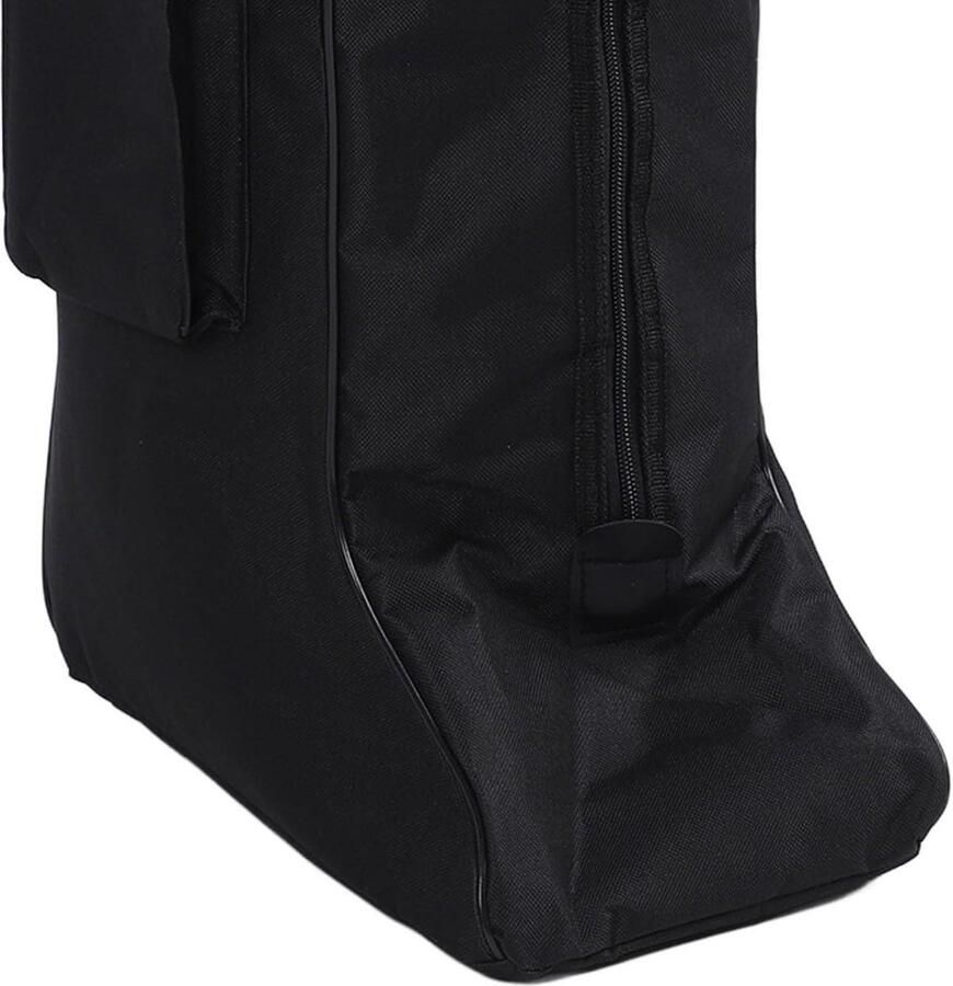 Zwarte draagbare opbergtas van Oxford doek en leer voor sneeuwschoenen Reistas voor cowboy laarzen met handvat Reisopbergtas voor schoeisel met rits