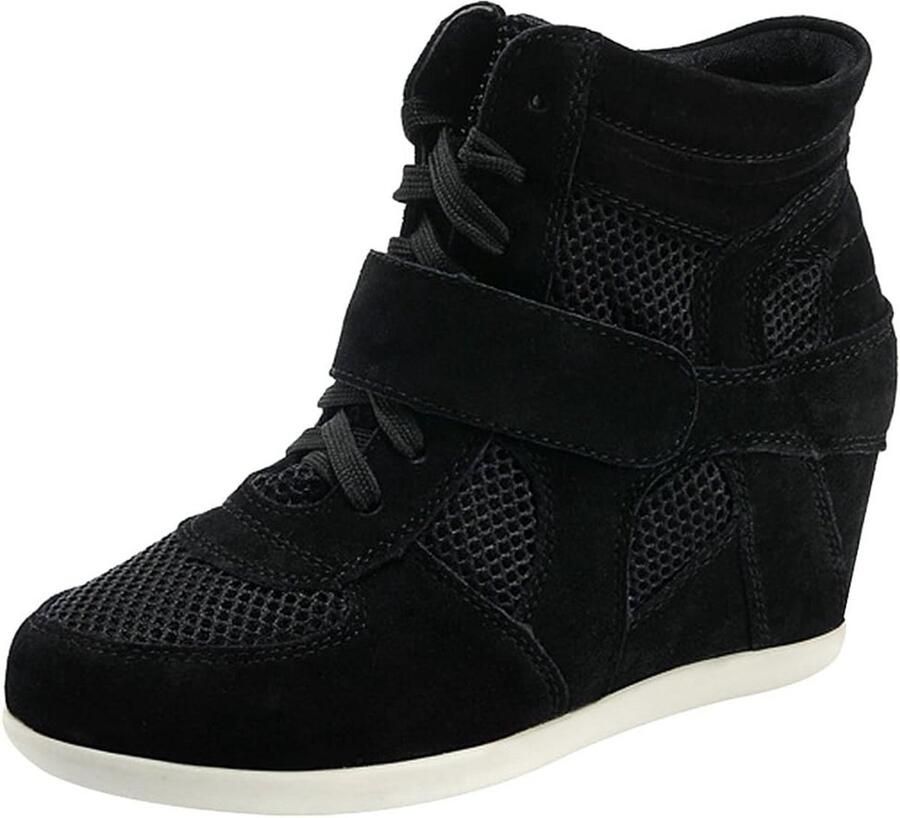 Zwarte Enkelhoge Damessneakers met Plateauzool voor Comfort en Stijl