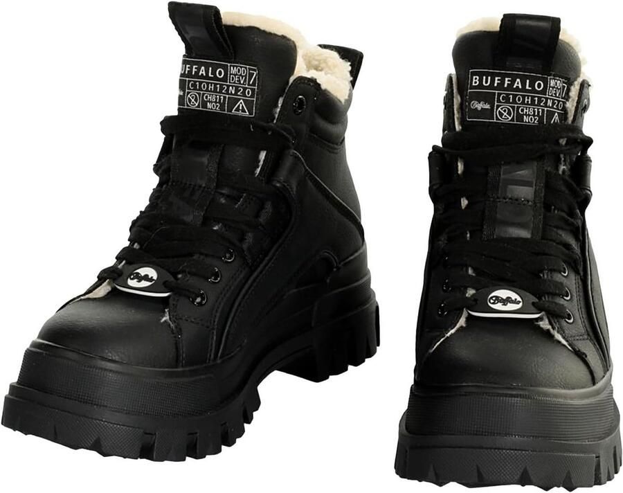 Zwarte Enkellaarzen Midden Hoog Warm Gevoerd Dames