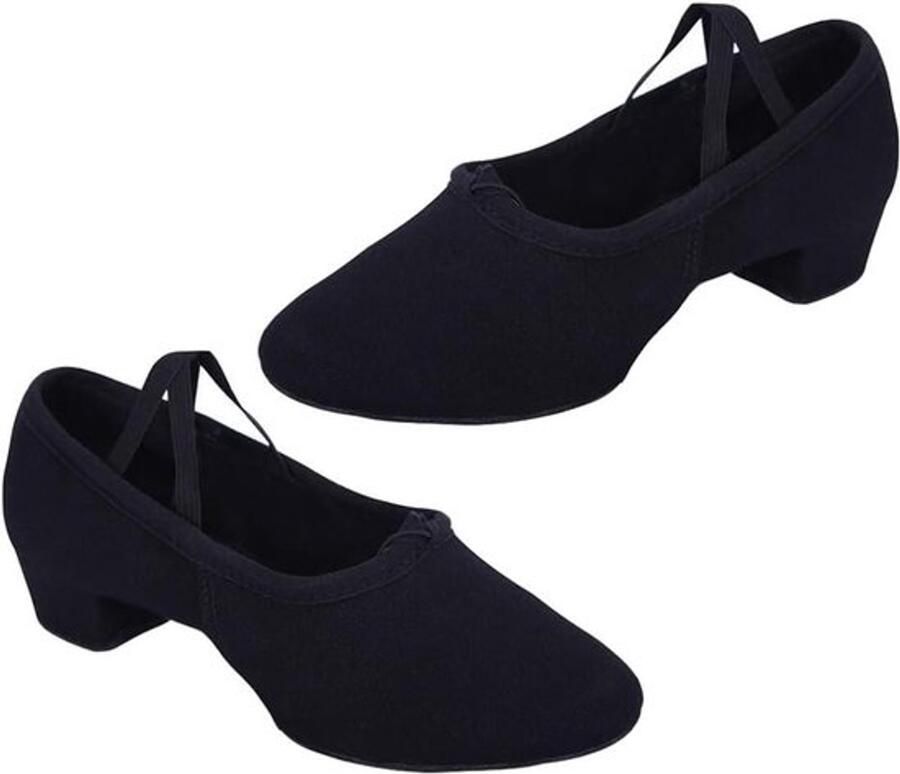 Zwarte leren balletschoenen met suède zool voor volwassenen comfortabele dansschoenen voor yoga tango en meer