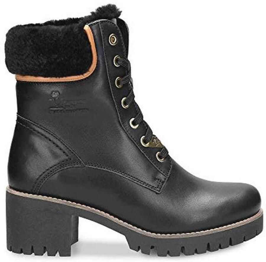 Zwarte leren dames laarzen met schapenhuid voering