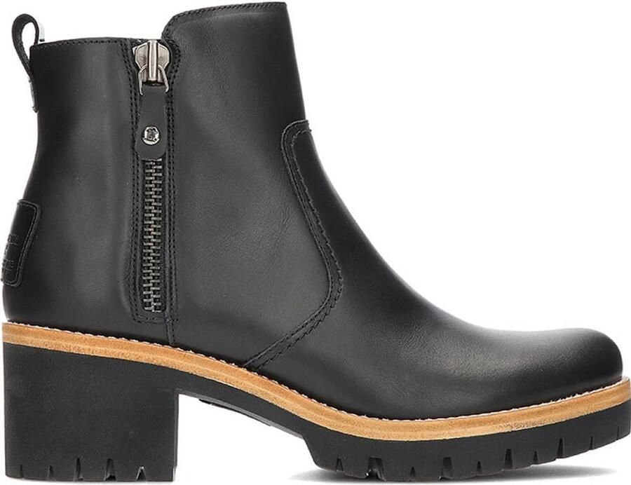 Zwarte Leren Enkellaarzen Dames met Hak Waterdicht en Comfortabel