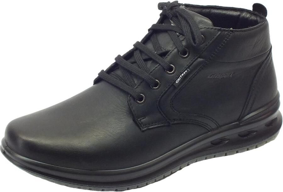 Zwarte Leren Enkellaarzen voor Heren met Vetersluiting