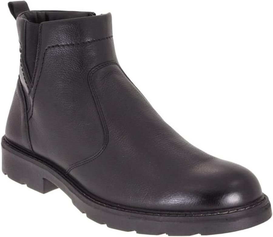 Zwarte leren heren laarzen met uitneembaar voetbed