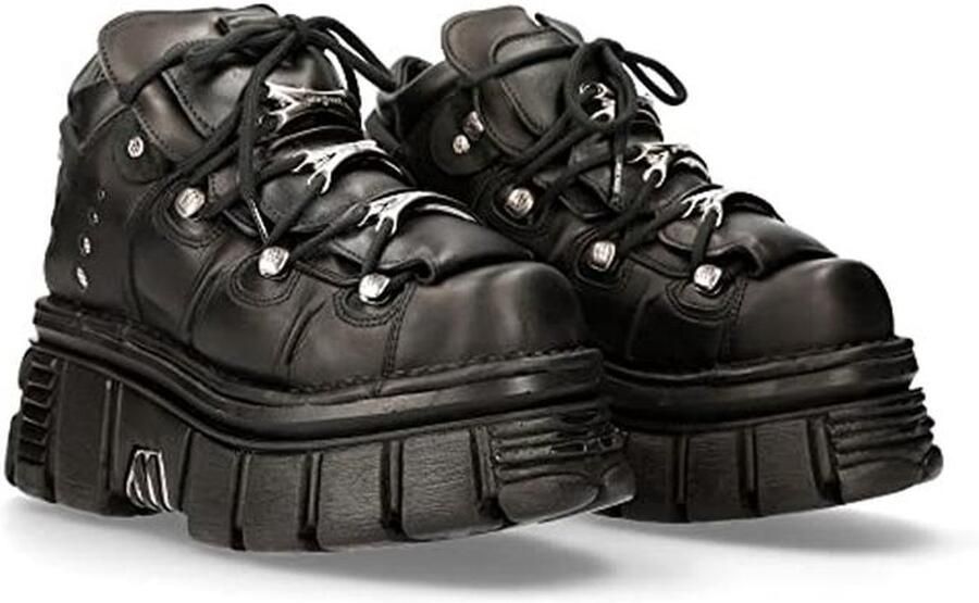 Zwarte leren laarzen met plateau