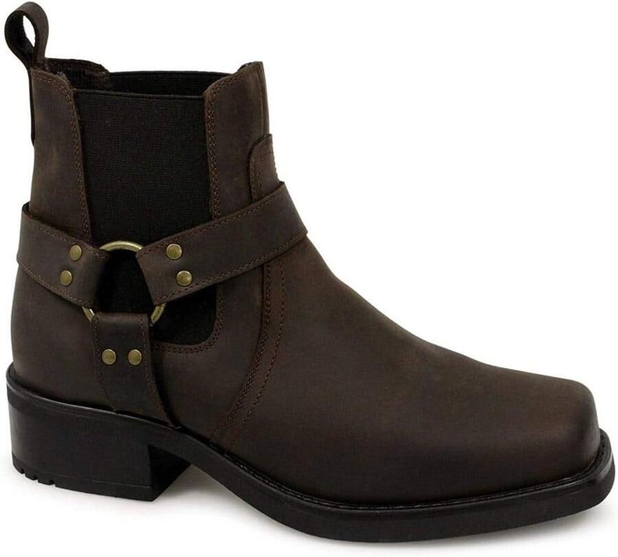 Zwarte Leren Westernlaarzen Heren met Harnas Detail