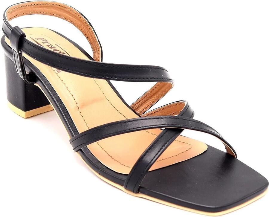 Zwarte Sandalen met Hoge Hak en Bandjes Stijlvol en Comfortabel