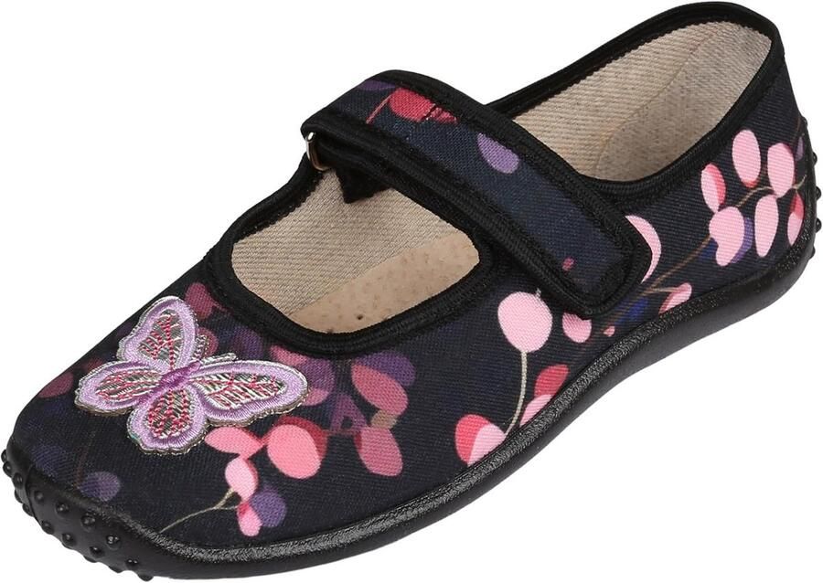 Zwarte Sneakers en Slippers voor Peuters en Meisjes met Vlinderdetail