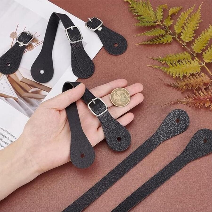Zwarte Sporenrie voor nen en Verstelbare Western Laarzen Riem 6 Stuks PU Lederen Bandjes Geschikt voor Cow Laarzen Accessoires voor Paardensport Rodeo en Dij Hoge Boot