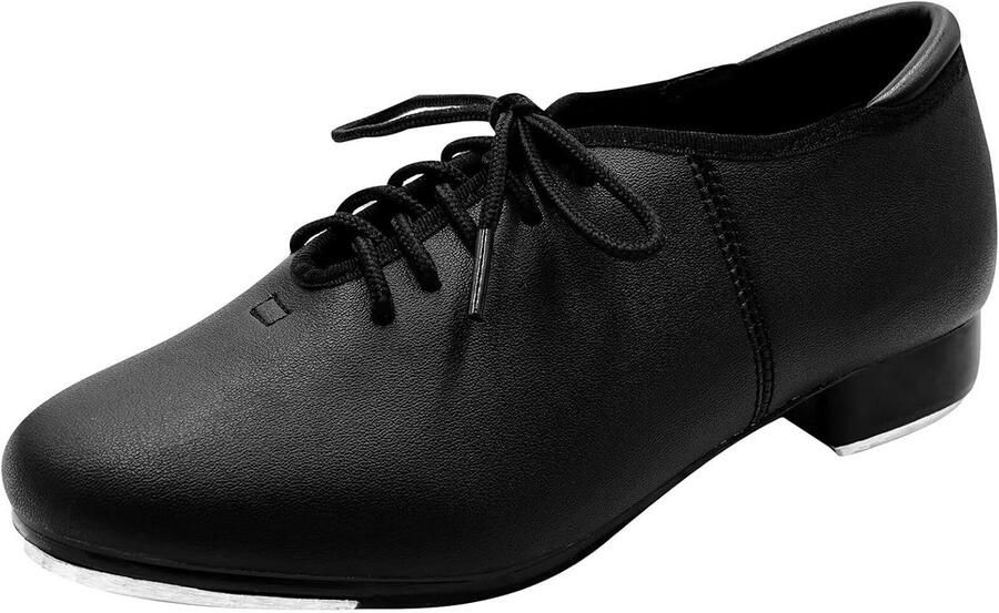 Zwarte Synthetisch Leren Tapdansschoenen met Veters voor Heren en Jongens