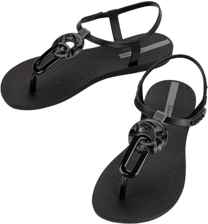 Zwarte Teenslippers voor Dames Platte Zomer Slippers met Slip-On Sluiting