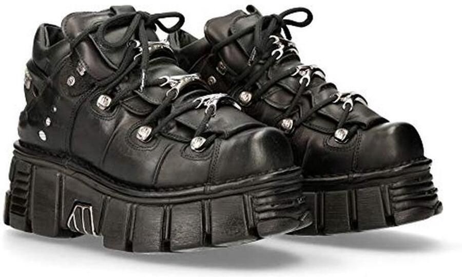 Leren zwarte laarzen met veters voor uniseks