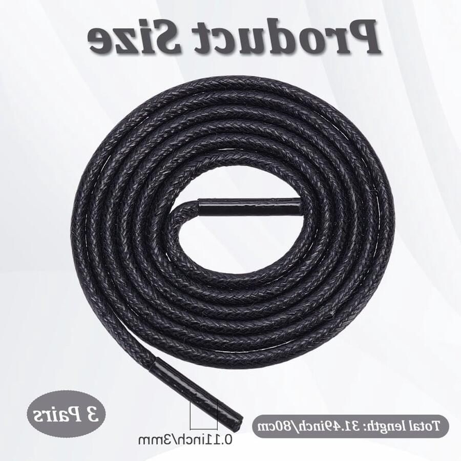 Zwarte Vervangende Straps voor Formele Schoenen Waxed Cotton 3mm Ronde Dunne Bandjes voor en Ideaal voor Business en Feestelijke Gelegenheden