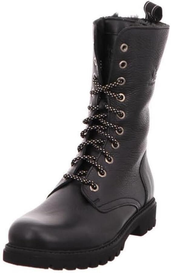 Waterdichte Zwarte Leren Combat Boots voor Dames met Warme Voering