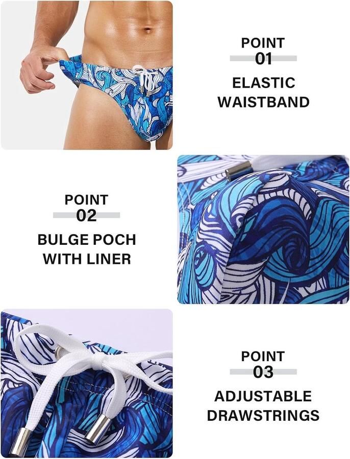 Zwemslip Zwembroek Wedstrijd Zwemkleding Met Verstelbaar Koord met