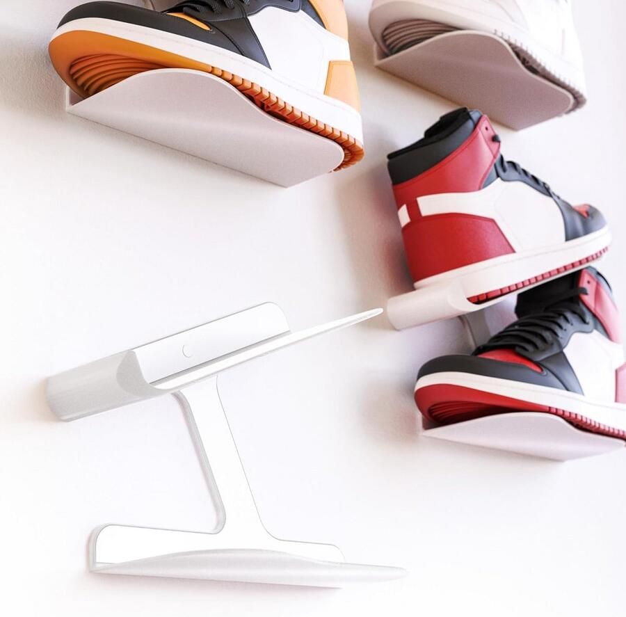 Zwevende Sneaker Muurbeugels Set van 2 Witte Schoenplanken